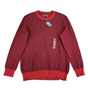 Club Room Mens Two-Tone Knit Crewneck Cotton Sweater Red M